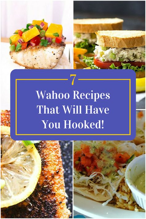 Collage of 4 wahoo recipes. Wahoos Fish Tacos Recipe, Wahoos Rice Recipe, Ono Recipes Fish, Wahoo Recipes, Wahoo Fish Recipes, Wahoo Fish, Fish Patties, Seared Fish, Fish Recipes Baked