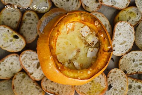 Baked Pumpkin Brie Dip Pumpkin Brie, Brie Dip, Toasted Baguette Slices, Baguette Slices, Toasted Baguette, Fall Appetizers, Sugar Pumpkin, Fall Cooking, Potluck Dishes