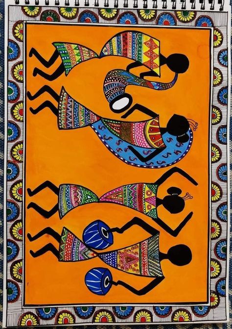 Worli Painting Canvases, Varli Art Design, Varli Art Painting, Warli Paintings On Canvas, African Paintings Canvases, Varali Painting, Warli Art Drawing, Warli Painting Ideas On Wall, Varli Painting Art