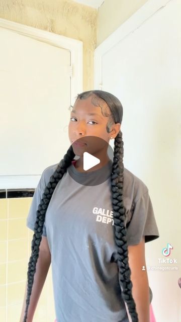 china🦋 on Instagram: "real cute and quick slick back 2 braids💖
@thecoldestwater use code: HOT for $$$ OFF!!

#explorepage #twobraids #2braids #quickandcute #cutehairstyles #slickback #ponytails #coldest" Two Slicked Back Braids, Slick Two Braided Ponytails, Two Slick Braids, Slick Back 2 Braids, Real Hair Braids Hairstyles Black, 2 Slick Back Ponytail Weave, 2 Slick Back Braids, How To Do Two Braids On Yourself, 2 Slick Back Ponytail Braids