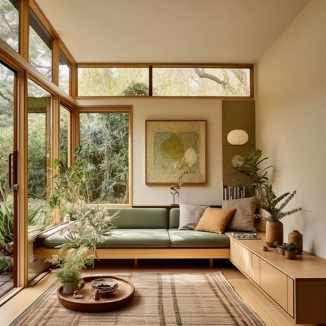 Mid Century Modern Interiors, Japanese Interior, Mid Century Modern House, A Living Room, Living Room Ideas, Mid Century House, Dream House Decor, Dream Home Design, Home Fashion