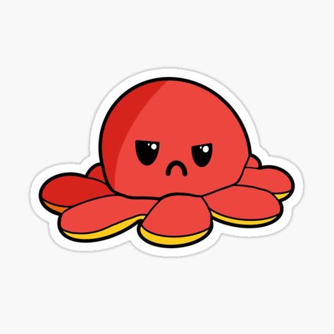 Angry Sticker, Angry Octopus, Octopus Sticker, Angry Emoji, Reversible Octopus, Angry Face, Emoji Stickers, Face Stickers, Box Art