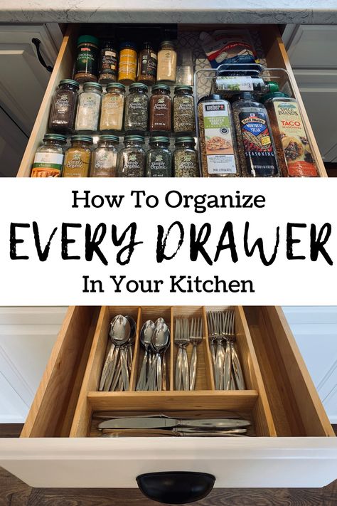 Drawer Inspiration, Organiser Cucina, Organize Kitchen, Organization Pantry, Kitchen Drawer Organization, Organizing Hacks, Kitchen Drawer, Drawer Design, Kitchen Cabinet Organization