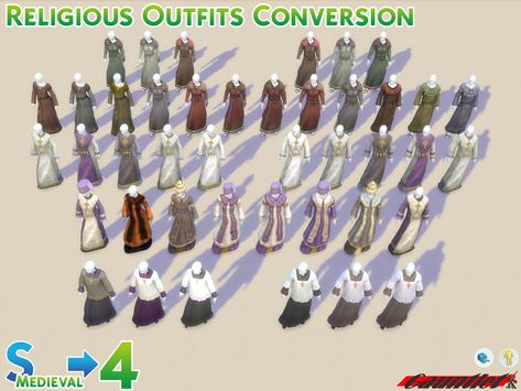 Religious Outfits - tsm Conversion - The Sims 4 Create a Sim - CurseForge Priest Outfits, Sims 4 Medieval, Priest Outfit, Sims Medieval, Necklace Outfit, Best Sims, Very Short Hair, Sims 4 Cc Finds, Alt Fashion