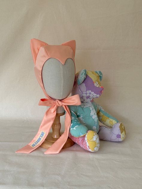 Bunny Bonnet, Widows Peak, Fabric Matching, Bonnet Pattern, Cat Woman Costume, Fabric Textures, Costume Hats, Pink Cat, Women's Costumes