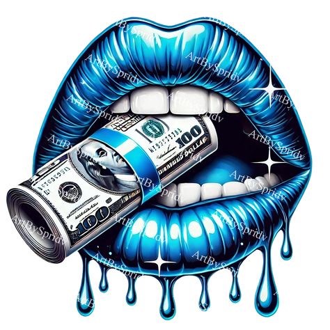 Sublimation Stickers, 100 Dollar Bill, Blue Lips, Stickers Design, Image Swag, Shirt Sublimation, 100 Dollar, Clipart Design, Dollar Bill