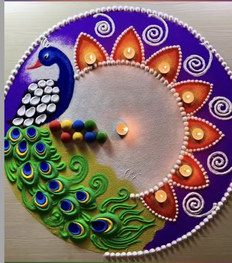 Modern Rangoli, Simple Mehendi Designs, Very Easy Rangoli Designs, Peacock Rangoli, Rangoli Designs Simple Diwali, Rangoli Simple, Easy Rangoli Designs Diwali, Rangoli Side Designs, Simple Flower Design