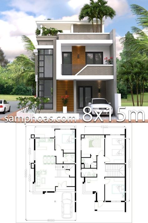 Two Story House Design, Modern House Floor Plans, 2 Storey House Design, Two Story House, Duplex House Plans, House Construction Plan, House Layout Plans, Architect Design House, Model House Plan