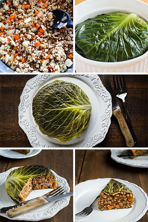 Vegan Chou Farci (Cabbage Stuffed with Barley and Lentils) Cabbage Stuffed, French Food Recipes, Lentils Recipe, Canned Lentils, Vegan French, Fantasy Food, Dried Lentils, French Dishes, Vegan Healthy