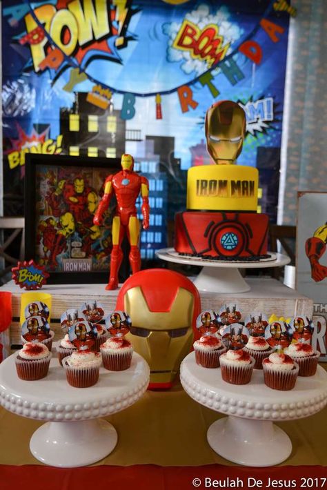 Iron Man Marvel Superheroes Birthday Party Ideas | Photo 3 of 28 Iron Man Theme Birthday Party, Iron Man Birthday Party Ideas, Iron Man Decorations, Ironman Birthday, Iron Man Birthday Party, Iron Man Theme, Birthday Cake Boys, Superheroes Birthday Party, Mens Birthday Party Decorations