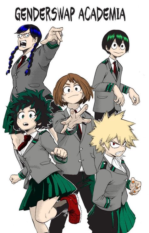 Bnha Swap Au, Tenya Iida Genderbend, Mha Gender Swap, My Hero Academia Genderbend, Bakugo Genderbend, Tsuyu X Uraraka, Iida X Uraraka, Izuku Genderbend, Genderbend Mha