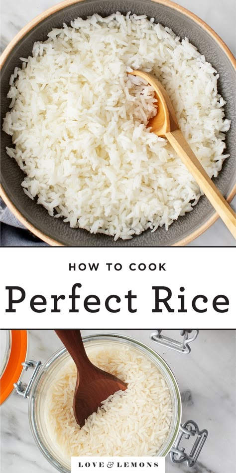 White Rice Recipes, Rice On The Stove, Fluffy Rice, Cook Rice, Dry Rice, Perfect Rice, Rice Side Dishes, Rice Cookers, Cooking White Rice