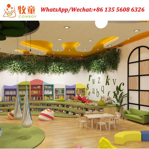 Library Reading Area, Daycare Nursery, Children Library, Reading Corner Kids, Daycare Furniture, China Guangzhou, Bookstore Design, School Library Design, Preschool Furniture