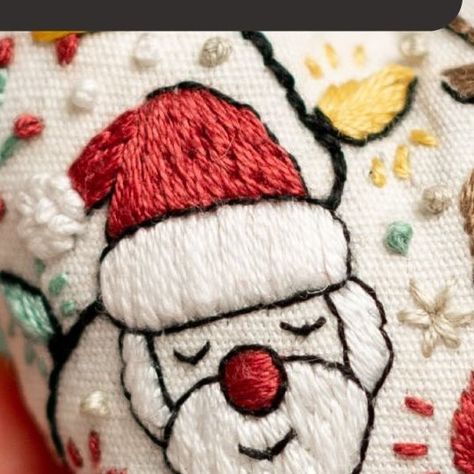 Stella Caraman on Instagram: "How to embroider the Santa on a Merry Christmas ornament 🎁 With only 10 days until Santa’s arrival, let’s greet him with cookies, milk, and this lovely heart ornament to show our appreciation! 🥛🍪🎅 The stitches I used for this pattern: 🎄Satin Stitch for the hat - for the fluffy part of the hat 🎄Long & Short Stitch with Split - for the beard and hat 🎄Colonial Knot - for the pom-pom 🎄Fly Stitch - for the eyes and mouth 🎄Back Stitch - for the outlines Tips&Tricks: All parts are done with 3 strands except the eyes, the mouth and the outline. For them I needed 1 strand. ✨ You’ll need for this heart: 🪡 Cross Stitch needle size 26 🪡 Calico 100% Cotton Fabric ℹ️ Final size of the ornament is about 10x5 cm Merry Stitching! 🥰 🧵 You can find the Christmas bun Long And Short Stitch, Cross Stitch Needles, Heart Ornament, Back Stitch, Satin Stitch, Needlework, Pom Pom, Merry Christmas, Cotton Fabric