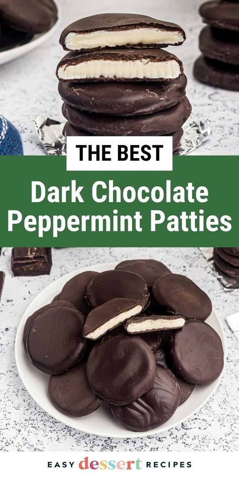 This homemade peppermint patties recipe is super fun and festive for the holidays and year-round. Perfectly sweet and minty! 5 Ingredient Peppermint Patties, Easy Peppermint Patties, Home Made Peppermint Patties, Mint Patties Recipe, York Peppermint Patty Recipes, Peppermint Patties Recipe, Candy Aisle, Peppermint Patty Recipe, Mint Patties