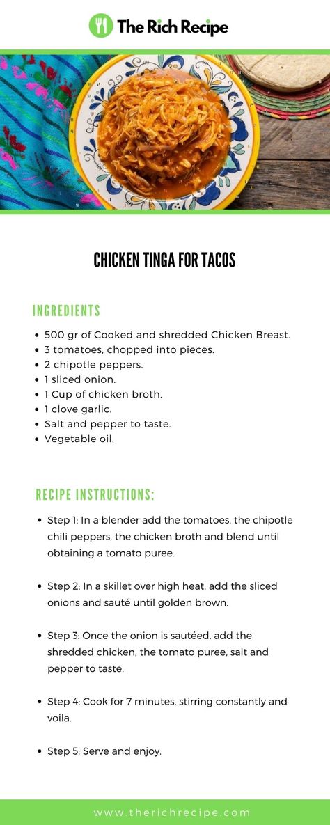 Tinga Chicken, Food Hacks Easy, Tinga Recipe, Chicken Tinga Recipe, Chicken Tinga, Traditional Mexican Food, Taco Ingredients, Pizza And Beer, Best Mexican Recipes