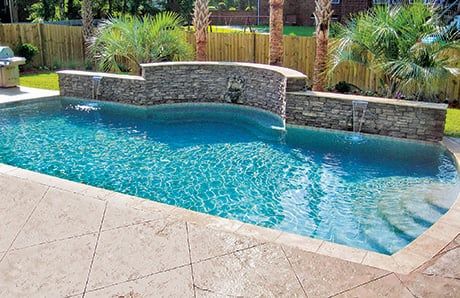 15 great ways to update your aging pool, deck & equipment - UPDATED WITH PHOTOS Pool Deck Design, Geometric Pools, Rectangle Swimming Pools, Swimming Pool Renovation, Blue Haven Pools, Deck Design Ideas, Swimming Pool Pictures, Rectangular Swimming Pools, Geometric Pool