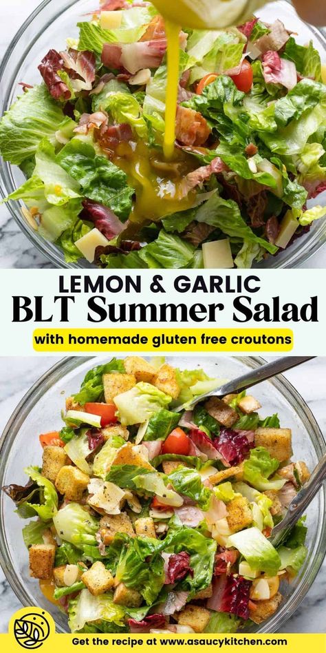 Cherry Tomatoes Recipes Salad, Gluten Free Croutons, Perfect Salad Recipe, Garlic Vinaigrette, Chinese Chicken Salad Recipe, Best Lunch Recipes, Blt Salad, Clean Eating Salads, Super Salads