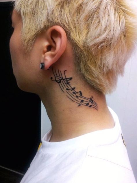 Neck Tattoo Music, Neck Tattoos Ideas, Music Symbol Tattoo, Modern Tattoo Ideas, Minimalist Symbols, Tattoos Dainty, Neck Tattoo Ideas, Best Neck Tattoos, Cool Back Tattoos