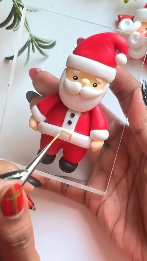 Santa Claus Diy, Clay Christmas Decorations, Clay Crafts For Kids, Homemade Clay, Kids Clay, Christmas Topper, Happy December, Smart Home Devices, Polymer Clay Ornaments