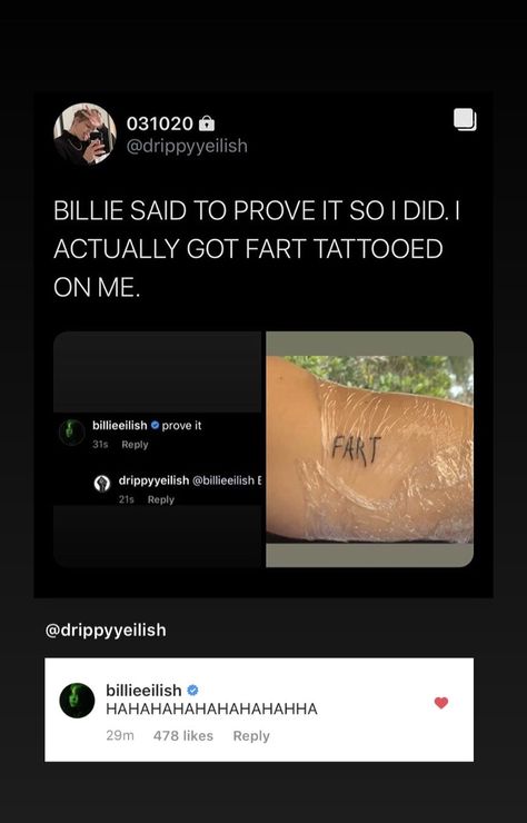 Email Profile Picture Ideas, Billie Eilish Tweets, Billie Eilish Inspired Tattoos, Billie Eilish Tattoo, Love You Very Much, She Song, Gorillaz, My Favorite Music, Favorite Person