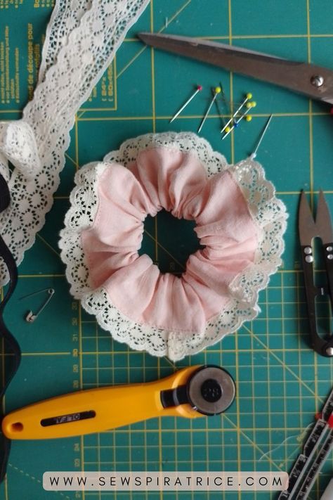 Learn how to create a stylish scrunchie with lace trim in our Sewing 101 tutorial designed for beginners. This easy-to-follow guide will help you master basic sewing techniques while making a fun accessory. Perfect for personal use or gifts. #Sewing101 #ScrunchieTutorial #Crafting #SewingForBeginners Scrunchie Tutorial, Basic Sewing, Sewing 101, Sewing For Beginners, Sewing Basics, Pdf Patterns, Sewing Techniques, Scrunchies, Lace Trim