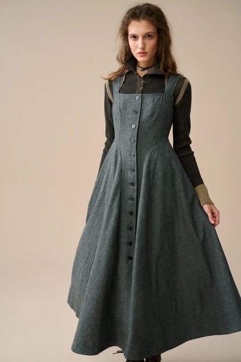 Dress – Page 2 – Linennaive Unique Maxi Dresses, John Proctor, Buttoned Dress, Quirky Style, Everyday Clothing, Linen Fashion, Wool Wrap, Cape Dress, Feminine Silhouette