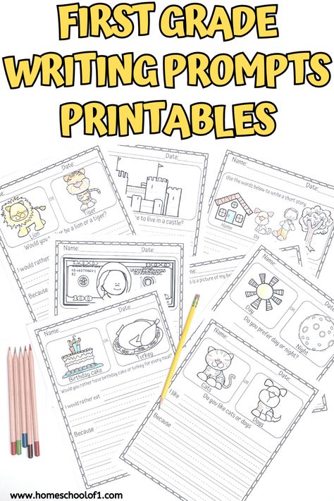 Grade 1 Story Writing, Grade 1 Journal Prompts, Grade 1 Writing Prompts, First Grade Journal Writing Prompts, Writing Prompts 1st Grade Free, First Grade Writing Journal, Writing Prompts For 1st Grade, 1st Grade Activities Printables, Kindergarten Writing Prompts Free