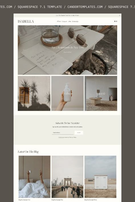 Isabella Squarespace 7.1 Template - Minimal, Blog Design For Creatives, Entrepreneurs, Influencers + Bloggers Minimal Blog Design, Blog Design Website, Social Media Manager Website, Squarespace Template Design, Web Design Websites, Website Design Inspiration Layout, Blog Website Design, Business Web Design, Best Website Design