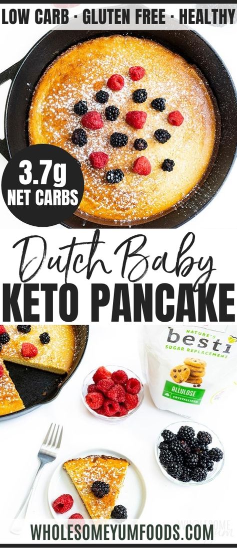 Almond Flour Dutch Baby, Keto Dutch Baby Pancake, Keto Dutch Baby, Impressive Breakfast, Skillet Pancake, Coconut Flour Pancakes Recipe, Dutch Baby Pancake Recipe, German Pancakes Recipe, Dutch Baby Recipe