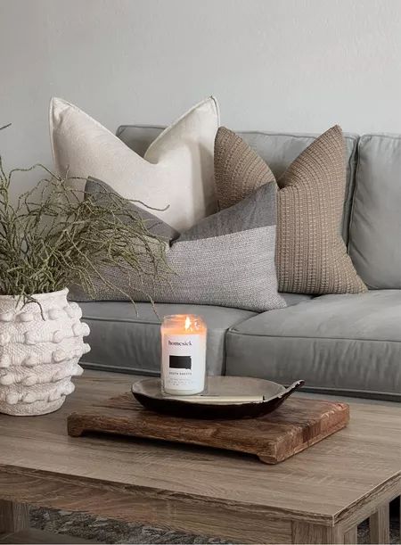 Shop "pillows for gray couch" on LTK Grey Couches Pillow Ideas, Grey Couch Tan Pillows, Grey Sectional With Pillows, Grey Pillows Couch, Gray Couch Beige Pillows, Neutral Pillows For Gray Couch, Grey Sofa Throw Pillows, Couch Pillow Arrangement Sectional Gray, Gray Couch Neutral Pillows