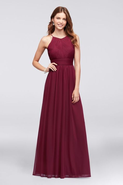 Micro-Pleated Mesh Halter Dress Style 644595I, High Neck Bridesmaid Dresses, Marsala Dress, Vestidos Color Vino, Mesh Bridesmaids Dress, Dresses Burgundy, Bridesmaid Dresses Under 100, Wedding Bridesmaids Dresses Blue, Mesh Gown, Halter Bridesmaid Dress