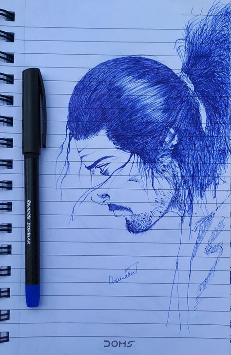 Ball pen sketch samurai - drawing Ball Pen Sketch, Samurai Drawing, Ballpoint Pen Drawing, Pen Sketch, Pencil Art Drawings, Pointed Pen, Pen Art, Drawing Sketch, Pen Drawing