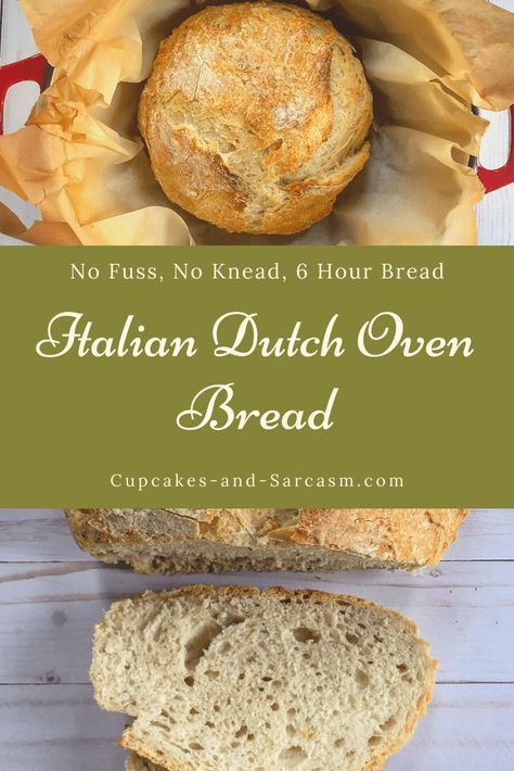 Artisan Bread Dutch Oven, Italian Bread Recipes, Oven Bread, Dutch Oven Bread, Artisan Bread Recipes, Dutch Oven Recipes, No Knead Bread, Italian Bread, Quick Bread Recipes