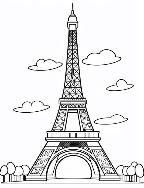 Eifell Tower Draw Easy, Paris Drawing Easy, Efile Tower, Paris Drawing, Travel Cake, Peace Poster, Paris Tour Eiffel, Pencil Drawings Easy, Tattoo Design Book