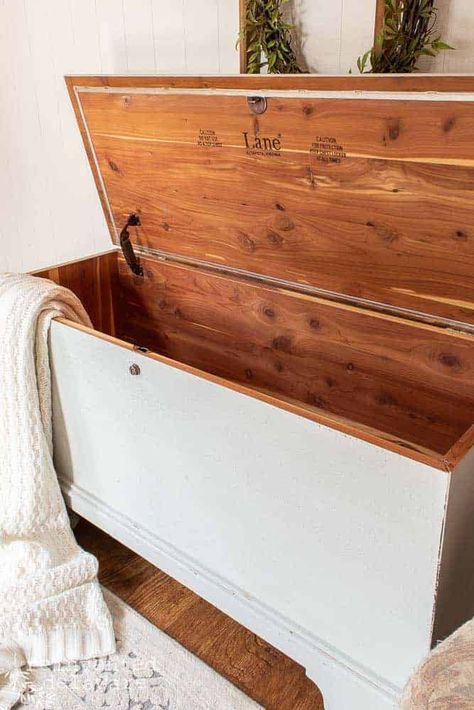 Wondering how to prep furniture for painting in just a few simple steps? We've got that covered in this post! #paintedfurniture #diypaintedfurniture ##handpaintedfurniture Diy Hope Chest Makeover, Cedar Hope Chest Makeover, Painted Cedar Chest Ideas, Refinished Cedar Chest Ideas, Hope Chest Diy, Cedar Chest Makeover, Hope Chest Makeover, Diy Wood Chest, Cedar Chest Redo