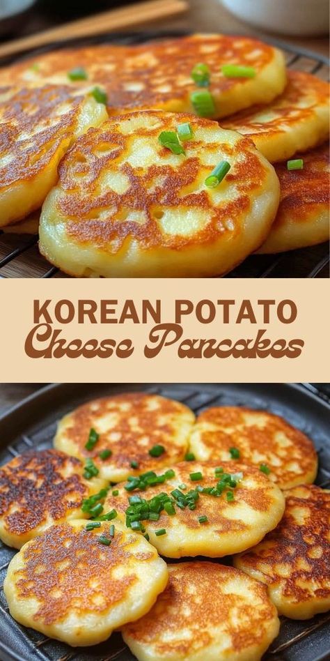 Gamjajeon is not just a dish but a delightful treat that brings warmth and comfort with every bite! 🥔✨ These crispy Korean potato pancakes are golden on the outside and soft on the inside, perfect for snacking, appetizers, or side dishes. Enjoy them with your favorite dipping sauce for a flavorful experience!  📌 Pin this recipe to make comforting and crispy Gamjajeon that everyone will love! #Gamjajeon #KoreanPancakes #ComfortFood #CrispyAndDelicious #PotatoRecipes #AppetizerIdeas Potato Cheese Pancakes, Korean Potato Pancake, Korean Potatoes, Korean Pancake, Potatoes And Cheese, Potato Cheese, Cheese Pancakes, Potato Pancakes, Wholesome Food