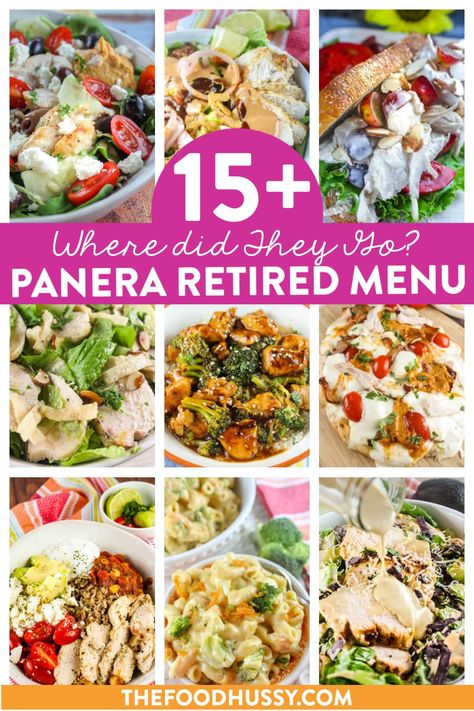 Panera Bread went live with a new menu - but here you can find all the Panera Recipes No Longer on the Menu! via @foodhussy Panera Recipes Copycat, Napa Chicken Salad, Panera Copycat Recipes, Mediterranean Grain Bowl, Asian Sesame Salad, Panera Bread Bowl, Panera Salad, Bread Salad Recipe, Panera Recipes