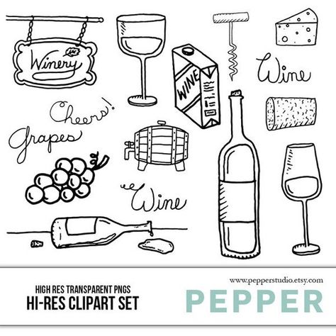 Wine Doodle, Cheese Clipart, Cheese Doodle, Travel Doodles, Line Illustrations, Wine Journal, Finger Tattoo For Women, Cork Screw, Bible Journal Notes