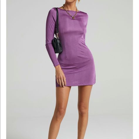 Dress Long Sleeve Short, Mini Dress Long Sleeve, Perfect Night, Polly Dress, Hot Pink Dresses, Black Halter Dress, Purple Mini Dresses, Rainbow Dress, Green Mini Dress