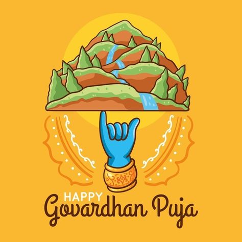 Hand drawn govardhan puja | Free Vector #Freepik #freevector #hand #hand-drawn #celebration #happy Govardhan Pooja, Happy Govardhan Puja, Happy Govardhan, Govardhan Puja, Tree Logo Design, Festival Background, Tree Logos, Holiday Background, Website Design Company