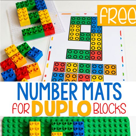 Free printable Number Mats for Duplo blocks. Count numbers 1-10 with these DUPLO Number Mats for preschool and kindergarten. #freeprintable #numbers #countto10 #mathcenters #kindergarten #preschool #lifeovercs #iteachtoo #teach Number Activities Preschool, Snap Cubes, Used Legos, Free Printable Numbers, Pattern Activities, Number Activities, Printable Numbers, Counting Activities, Clip Cards