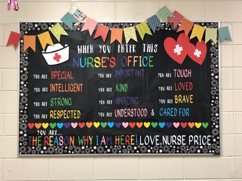 School Nurse Bulletin Board Nurse Bulletin Board Ideas, Nurse Door Decorations, School Nurse Decorations, School Nurse Elementary, School Nurse Posters, School Nurse Door, Office Bulletin Board Ideas, Nurse Bulletin Board, School Nurse Office Decorations