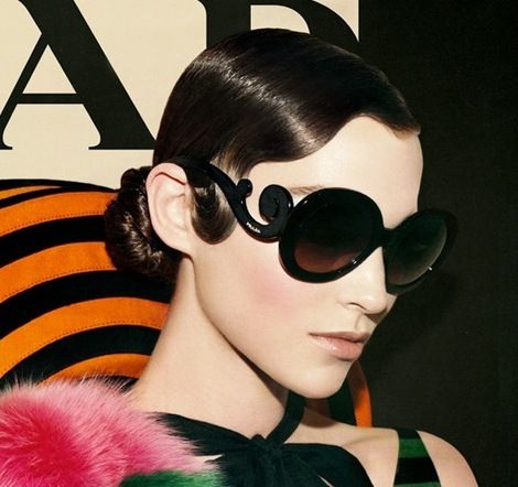 Prada Baroque Sunglasses A Woman, Prada, Sunglasses, Black