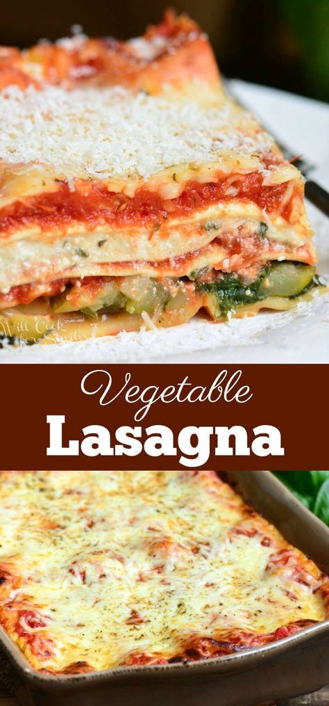 Vegetable Lasagna is a comforting vegetarian dinner made with layers of mixed vegetables, ricotta cheese, marinara sauce, lasagna noodles, and more cheese. #lasagna #vegetable #vegetarian #zucchini Lasagna Vegetable, Zucchini Marinara, Lasagna Ricotta, Noodles Lasagna, Taco Lasagne, Ravioli Lasagne, Lasagna Layers, Lasagne Roll Ups, Vegan Zucchini Recipes