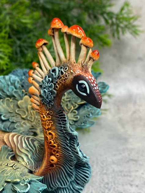 Fantasy Sculpture Art, Dragon Sculpture Clay, Tiny Sculptures, Creature Sculpture, Fox Monster, Fantasy Sculpture, Polymer Clay Dragon, Clay Dragon, Dragon Sculpture