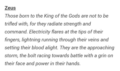 Child Of Zeus Headcanons, Cabin One Zeus, Zeus Cabin Headcanons, Children Of Zeus Headcanons, Son Of Zeus Aesthetic, Child Of Zeus Aesthetic, Daughter Of Zeus Aesthetic, Zeus Quotes, Zeus Percy Jackson