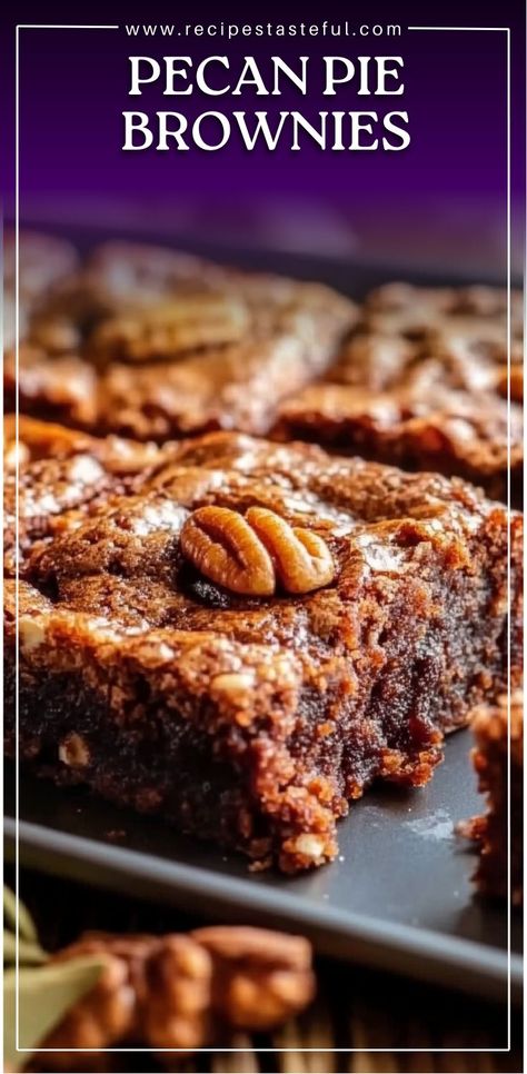 These Pecan Pie Brownies are a delightful combination of rich, fudgy brownies topped with a sweet and gooey pecan pie filling. Perfect for dessert lovers, this recipe merges two classic treats into one decadent dessert. Easy to make and incredibly satisfying, these brownies are sure to impress your family and friends! Pecan Pie Brownies Recipe, Brownie Pecan Pie, Homemade Brownies Recipe, Gooey Pecan Pie, Pecan Pie Brownies, Pecan Brownies, Pie Brownies, Simple Delicious Recipes, Pecan Pie Filling