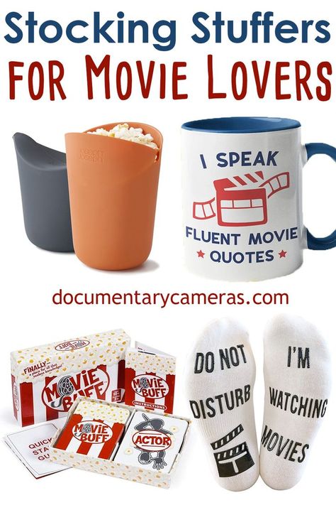 Fun and practical gifts for film fans. These gifts are under $20 and can fit in a stocking. Great for Secret Santa, White Elephant, and office holiday parties. Art Of Cinema, Gifts For Movie Lovers, Movie Lover Gift, Office Holiday Party, Film Lovers, Types Of Gifts, Office Holiday, Film Cameras, Movie Lover