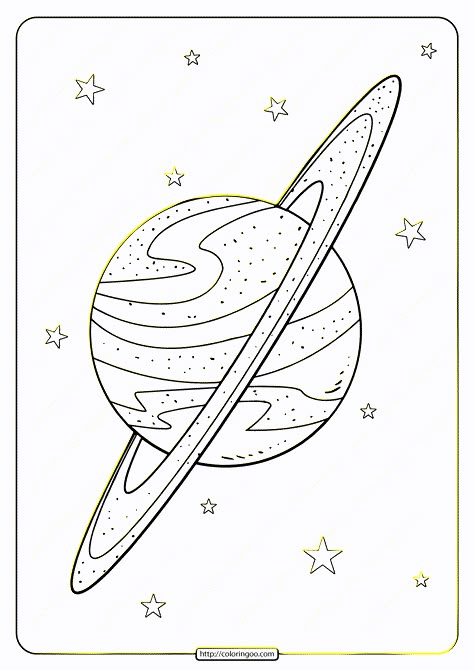 Printable Planet Saturn Doodle Pdf Coloring Page. High quality free printable coloring, drawing, painting pages here for boys, girls, children ... Saturn Doodle, Planet Outline, Pola Stensil, Planet Sketch, Planet Coloring Pages, Saturn Tattoo, Planet Drawing, Planet Colors, Space Coloring Pages